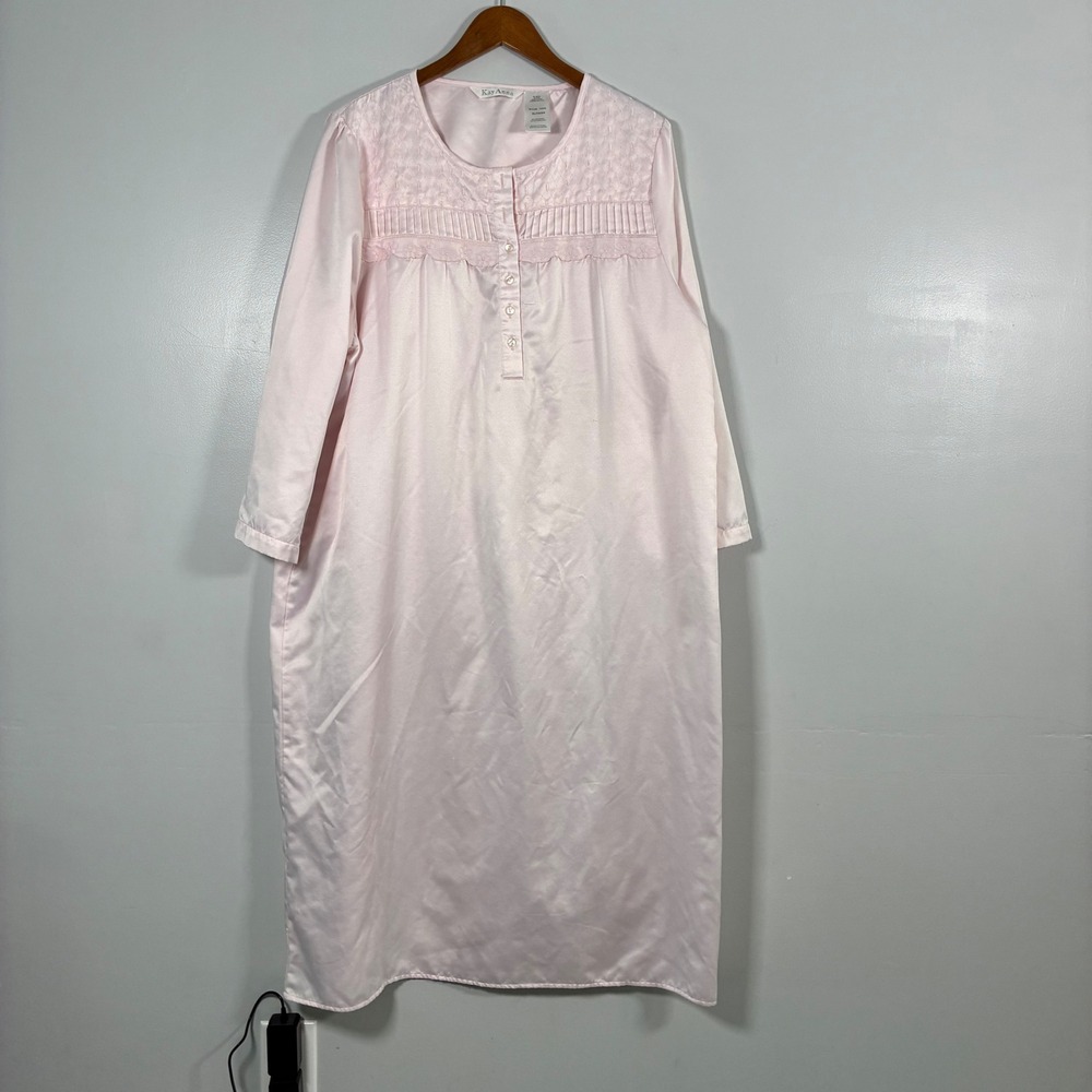 KayAnna Nightgown XL Pink Embroidered Sleepwear Grandma Core Coquette Cottage